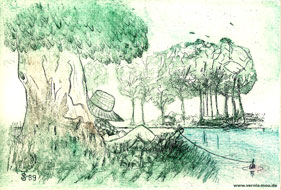 Junger Angler / Jürgen Spell / 1989 Auflage: 5 Exemplare Plattenmaß 10x14,7cm