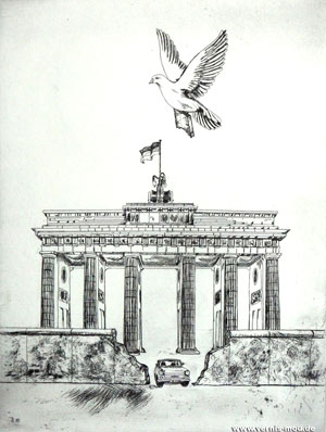 Brandenburger Tor 1989 / Jürgen Spell / 1990 Auflage: 15 Exempl., Plattenmaß 34x25,5cm